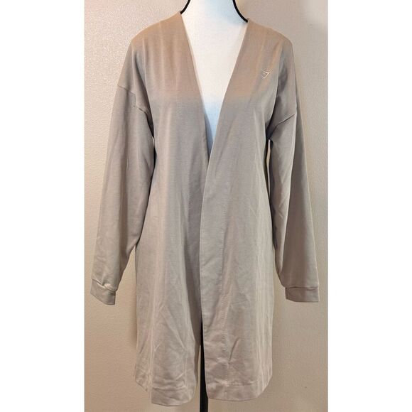 Gymshark + Whitney Simmons Tan Drop Shoulder Long Open Front Cardigan Women's XS - Picture 3 of 12